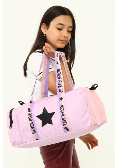 İcone Bag Çocuk Yıldız Logolu Spor Çanta, Çocuk Spor Çanta, Fermuarlı Detaylı Çocuk Spor Çanta Lila