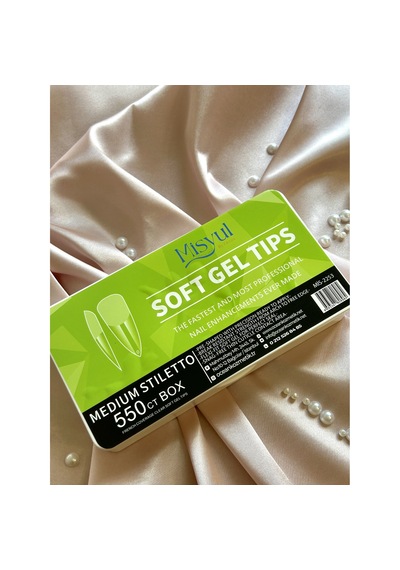 Misyul Premium Soft Gel Tips Yeni Nesil Medium Stiletto Protez Tırnak Seti 550 Adet
