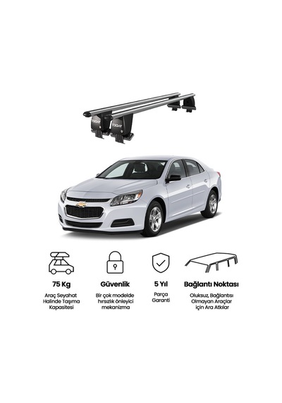 Royal Chevrolet Malibu Vııı 2012-2016 Uyumlu Gri Kilitli Ara Atkı Port Bagaj Tavan Barı