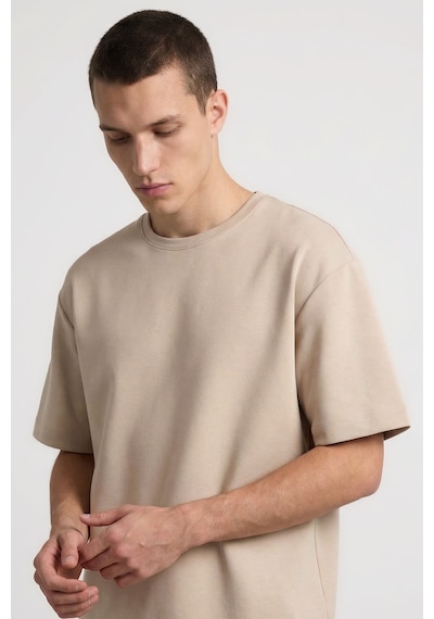 Bej Oversize Fit Basic Erkek Şort Takım - 85292