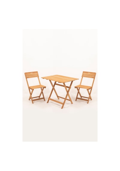 Sırt Ve Oturak Minderli Balkon Bahçe Mutfak 3'lü Bistro Set Katlanır Masa-sandalye 60x80 Masalı Krem