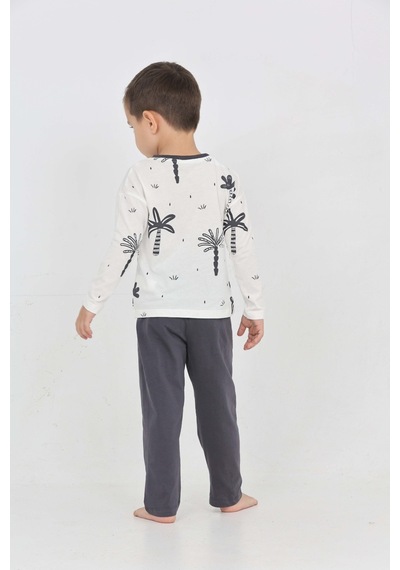 Toontoy Kids Toontoy Erkek Çocuk Palmiye Baskılı Pijama Takım Füme