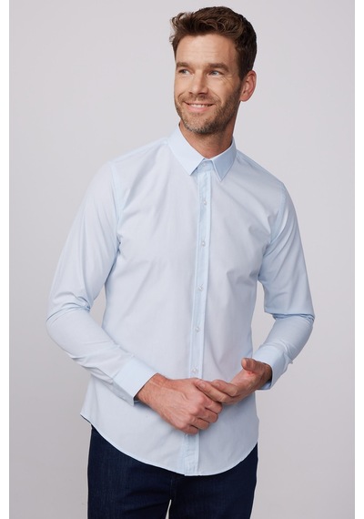 Tudors Slim Fit Pamuklu Kolay Ütü Mavi Erkek Gömlek-28031-mavi Mavi