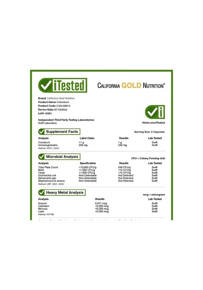 California Gold Nutrition Colostrum 240 Veggie Capsul.abd Men...