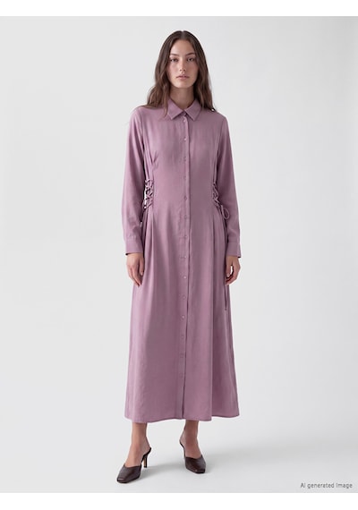 Lcw Modest Pembe Bağlama Detaylı Modal Karışımlı Gömlek Elbise
