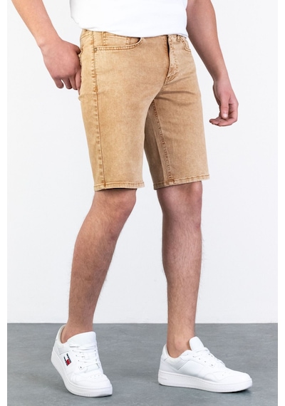 HLT Jeans Erkek Bej Melanj Slim Kesim Comfort Likralı Denim Esnek Jeans Kot Şort Thomas-Desert 001