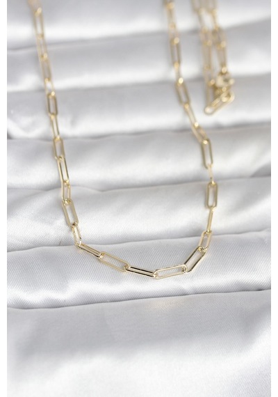 Cm 14k Gold Renk Ataç Zincirli Model 60 Cm Kadın Kolye Altın - Beyaz