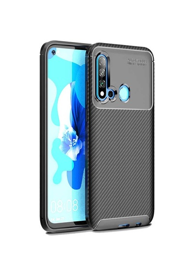 Huawei P20 Lite 2019 Kılıf Kamera Çıkıntılı Karbon Fiber Dokulu Renk Atmaz Kapak Negro