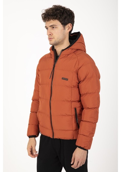 Maraton Sportswear Regular Erkek Kapşonlu Uzun Kol Basic Kiremit Mont 21259-kiremit Kiremit
