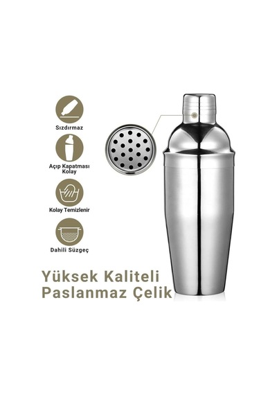 Profesyonel Paslanmaz Çelik 750ml 6 Parça Kokteyl Seti Kokteyl Hazırlama Bar Shaker Seti