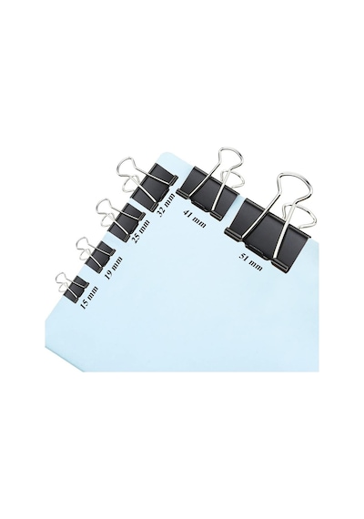 Çelik Kıskaç Klips 15 Mm 12 Adet 1 Paket Metal Mandal Binder Clips Kıska 30 Sayfa Kapasiteli Çok Amaçlı Kullanım