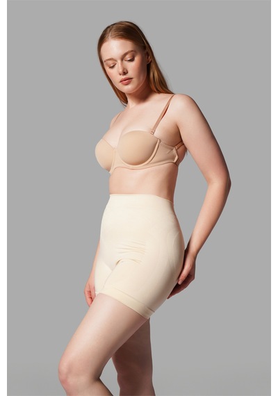 Fit Women Push Up Seamless Dikişsiz Popo Kısa Paçalı Korse 2064 Bej