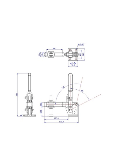 Goodhand Gh-10247 Dikey Geçiş Kelepçesi 450 Kg Kapasiteli Düz T