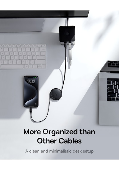 Baseus Free2pull Mini Makaralı Usb-c To Usb-c 100w Hızlı Şarj Ve Data Kablosu, Siyah 100 Cm