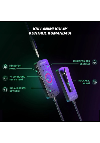 Fifine Ampligame H9 Mikrofonlu 7.1 Oyuncu Bilgisayar Yayıncı Rgb Kulaklık