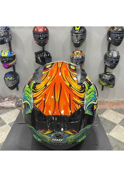 Mts M-801 Snake Full Face Kask Azure Turuncu - Siyah