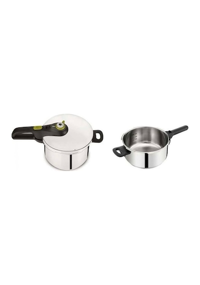 Tefal Secure Düdüklü Tencere 6 L + 4 L Gümüş - Siyah