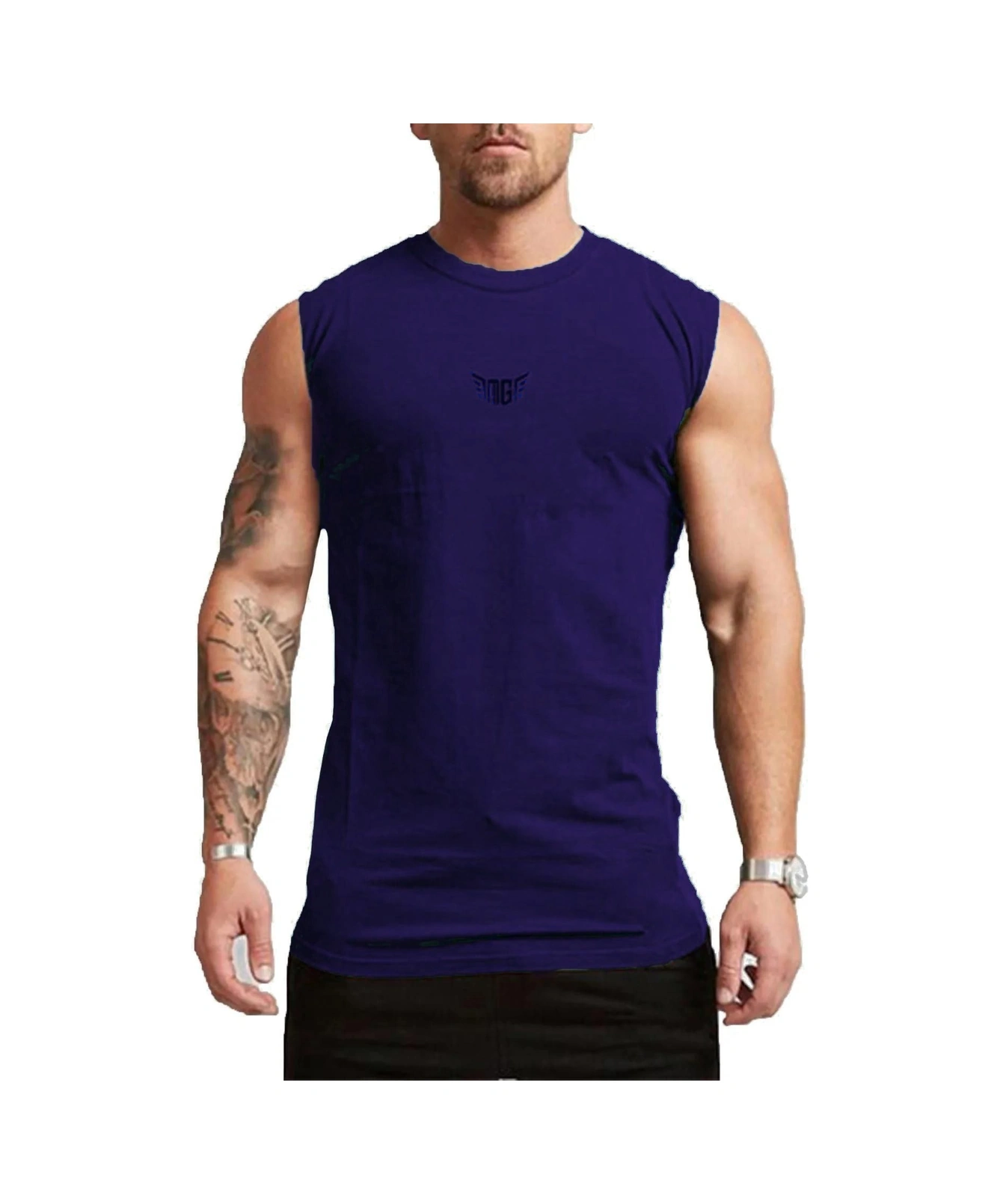 Erkek Nem Emici Hızlı Kuruma Atletik Teknik Performans Sporcu Sıfır Kol T-shirt Mg-atlet Lacivert