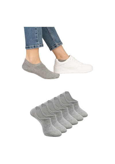 Ozzy Socks 6 Çift Yumuşak Dokulu Kadın Gri Bambu Görünmez Sneaker Spor Ayakkabı Çorabı Gri