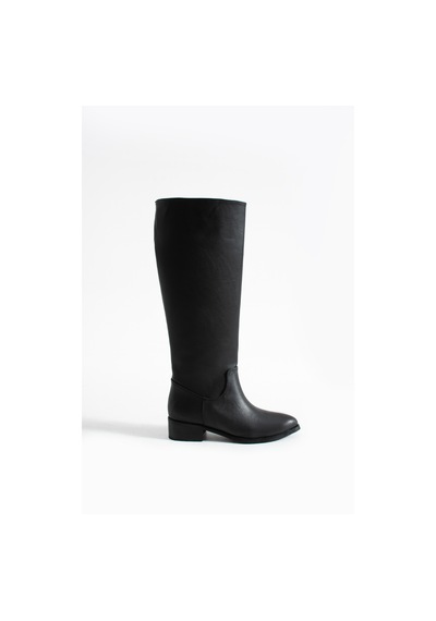 Duxal Shoes Eldon Siyah Mat Sivri Burun Kadın Kısa Topuklu Çizme Siyah