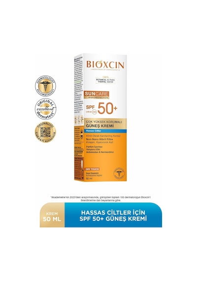 Bioxcin Sun Care Hassas Ciltler İçin Çok Yüksek Korumalı Güneş Kremi 50 SPF 50 Ml Hassas, Dry Touch, Mat