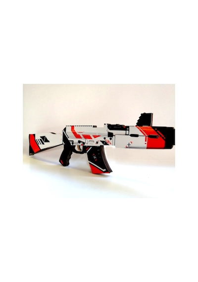 Ahşap Cs-Go Asiimov Ak-47 Lastik Atar Oyuncak Tüfek