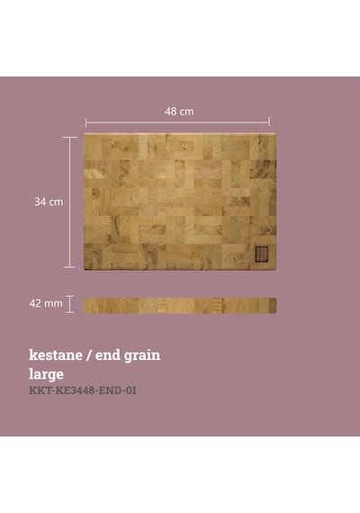 KAF Ahşap Kestane End Grain Kesme Tahtası Büyük Boy