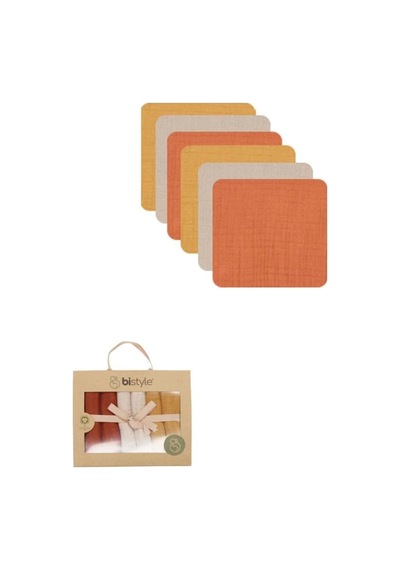 Mey İthalat 6'lı Müslin Mendil 20x20 Cm 90106 Kiremit Bej Hardal