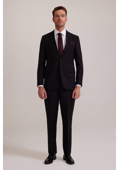 Erkek Siyah Regular Fit Takım Elbise