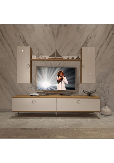 Decoraktiv Eko 7 Mdf Std Gold Tv Ünitesi Tv Sehpası Pera - Beyaz
