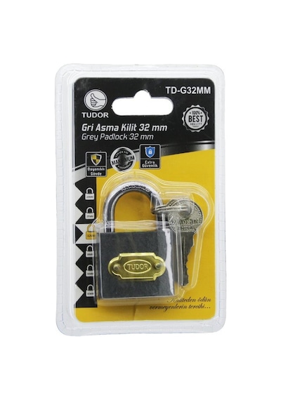 Tudor Td-g32mm Vakumlu 32mm Gri Kısa Kancalı Asma Kilit- 12'li Paket Diğer