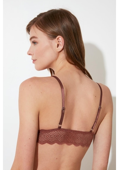 Deep Secret Kahverengi Dekoltesi Dantel Detaylı Micro Bralet Ds200475br 001