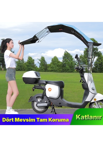 Motorsiklet Scooter Tentesi Yağmur Rüzgar Korumalı Gölgelik Katlanabilir