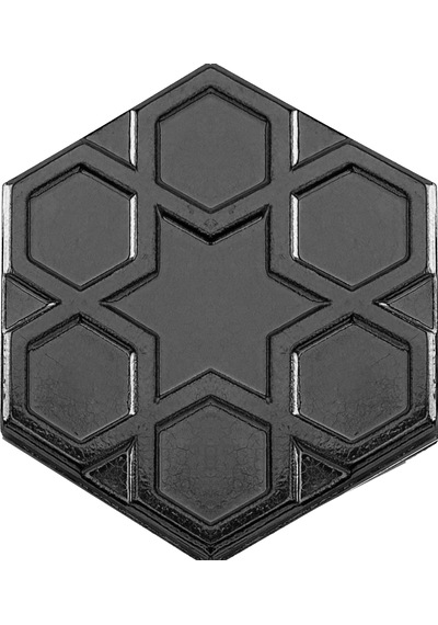 Armada Çini 15x17 Cm Rölyefli Yıldız Metalik Altıgen Çini Karo
