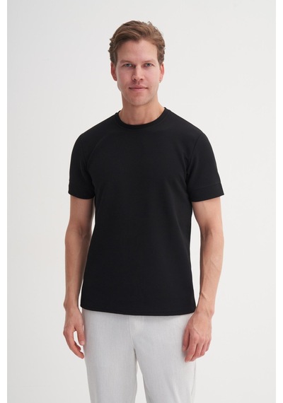 Cazador 4202 Bisiklet Yaka T-shirt Siyah