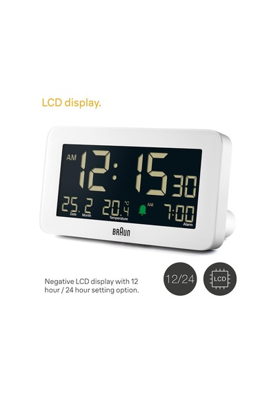 Tarih, Ay Ve Sıcaklık Göstergeli Dijital Çalar Saat, Negatif Lcd Ekran, Hızlı Set, Crescendo Bip Alarmı, Beyaz Model, Bc10w Diğer