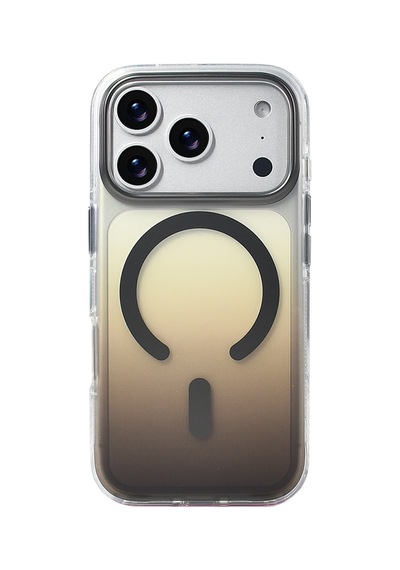 Apple Uyumlu iPhone 17 Pro Kılıf Transparan Renk Geçişli M-safe Şarj Özellikli Toros Kapak Gri