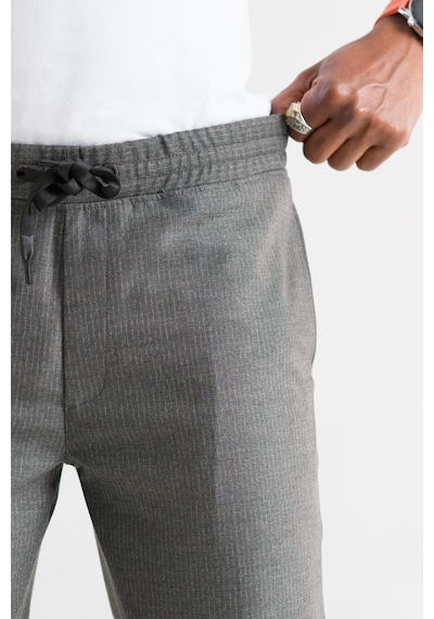 Slimfit Kapamasız Çizgili Beli Lastikli İplikli Duble Ve Dar Paça Erkek Jogger Pantolon 001