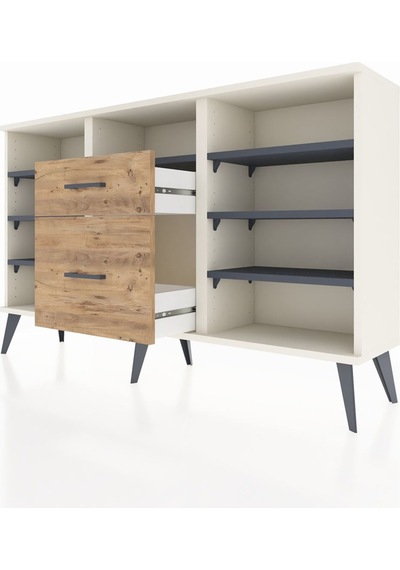 Arges Konsol 7 Raflı 2 Çekmeceli 132x30x83 Aytaşı-antrasit/çam Antrasit/çam Arges Konsol 7 Raflı 2 Çekmeceli 132x30x83 Aytaşı-antrasit/çam Antrasit/çam