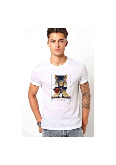 Thor Baskılı Beyaz Erkek Tshirt