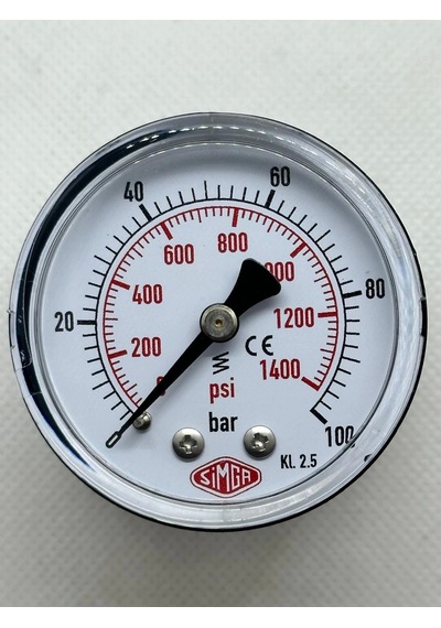 Q 52 - 0 - 100 Bar 1/4 Arka Çıkışlı Kuru Tip Manometre