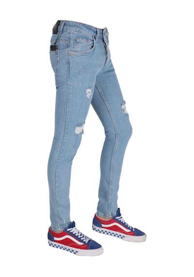 Erkek Lacivert İşlemeli Jean Lacivert