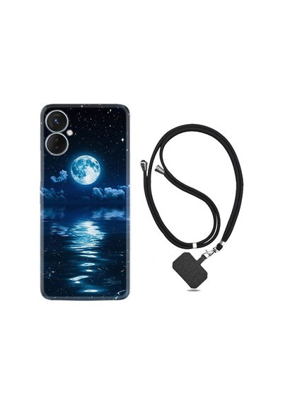 Tecno Spark 9T Kılıf İpli Boyun Askılı Desenli Silikon Night Moon 1133