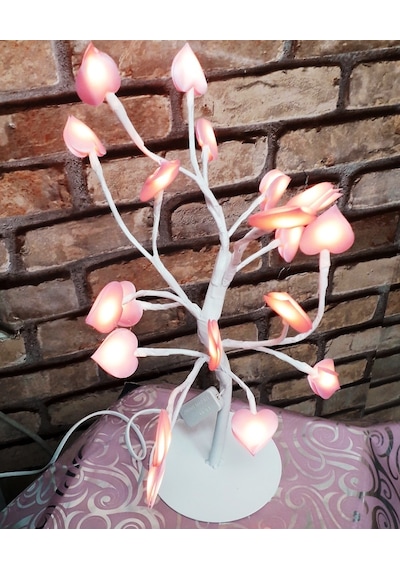 Dekor Düğün Işıkları Işıklı Mini Anı Ağacı Led Işıklı Ağaç Pembe Kalpli Ağaç Sıradışı Tasarım Ağaç Pembe
