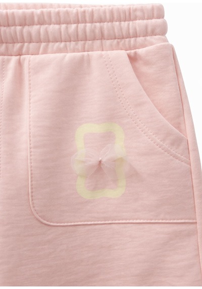 Haribo Lisanslı Fiyonk Aplikeli T-shirt Şort Takım Pudra