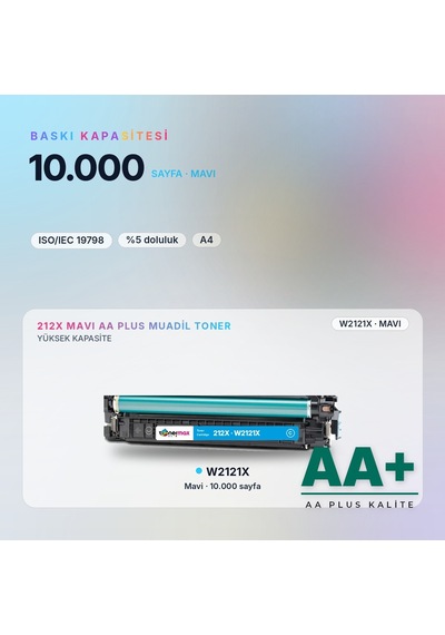 Hp 212x W2121x Mavi Uyumlu Toner Aa Plus / Color Laserjet Enterprise M554 / M555 / Mfp M578