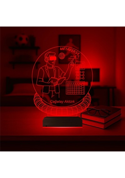 Luvivia Metaverse Bilgisayar Yazılımcı Kişiye Özel 3d Lamba - Masa Gece Lambası Şeffaf