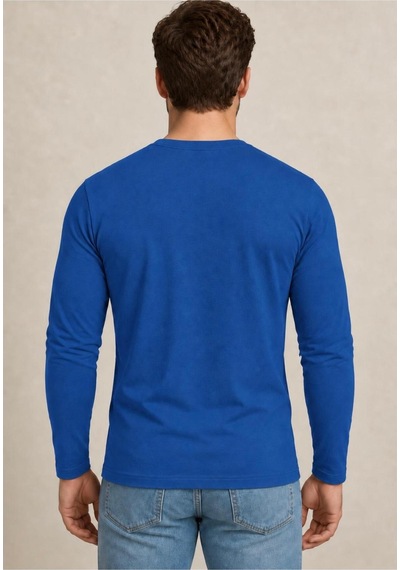 Axxel Erkek Pamuklu Likralı Süprem Uzun Kollu T-shirt-d240 İndigo