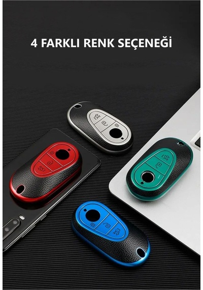 Mercedes Benz C E S Class C200 W206 W223 S400 S500 Maybach Deri Görünüm Tpu Anahtar Kılıfı Mavi