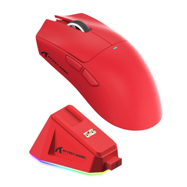 Attack Shark X11 Kırmızı Şarj İstasyonlu 1000 Hertz Kablosuz Gaming Mouse As-x11-red